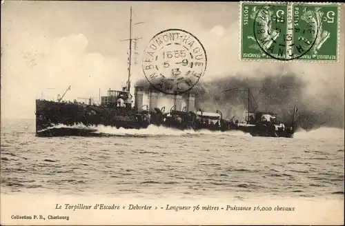 Ak Französisches Kriegsschiff, Dehorter, Torpilleur d'Escadre