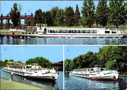 Ak VEB Verkehrsbetriebe Potsdam, Weiße Flotte, MS Strandbad Ferch, MS Cecilienhof, MS Sanssouci