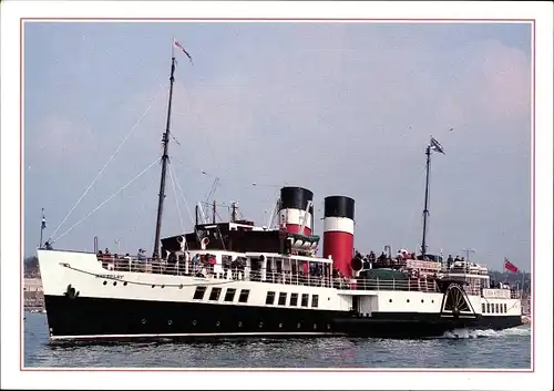 Ak Raddampfer PS Waverley auf dem Solent, Isle of Wight, Ärmelkanal