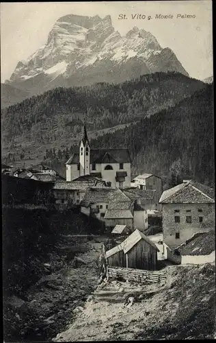 Ak San Vito di Cadore Veneto, Teilansicht, Kirche, Monte Pelmo