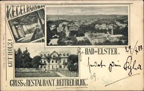 Ak Bad Elster, Restaurant Heiterer Blick, Totalansicht, Häuser