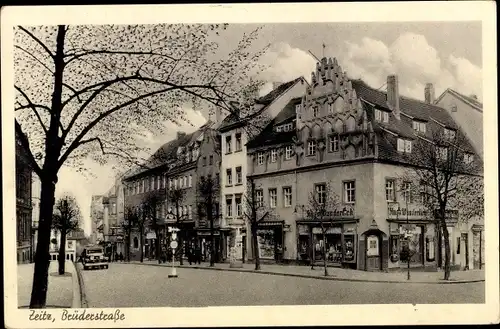 Ak Zeitz im Burgenlandkreis, Brüderstraße, Geschäfte