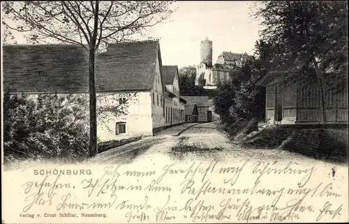 Ak Schönburg Sachsen Anhalt, Straßenpartie, Burg