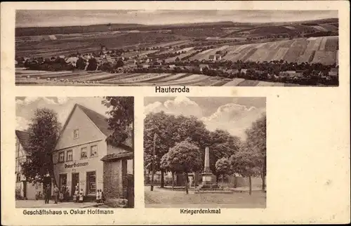 Ak Hauteroda in Thüringen, Kriegerdenkmal, Geschäftshaus