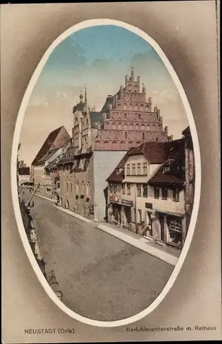 Passepartout Ak Neustadt an der Orla, Karl-Alexander-Straße, Rathaus