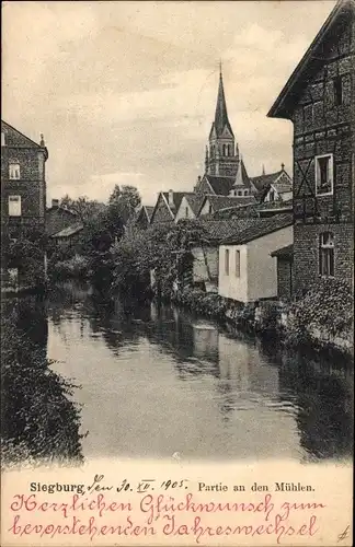 Ak Siegburg an der Sieg, Partie an den Mühlen