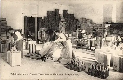 Ak Saint-Pierre-de-Chartreuse, Fabrication de la Grande Chartreuse, Une salle d'expedition