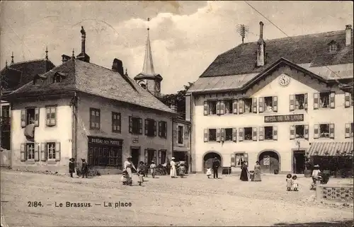 Ak Le Brassus Kanton Waadt, La Place, Hotel de la Lange