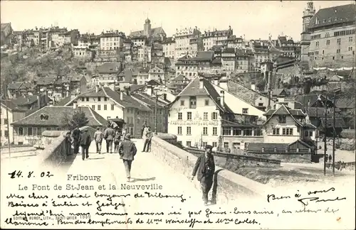 Ak Freiburg Freiburg Stadt Schweiz, Le Pont de St. Jean und Neuveville