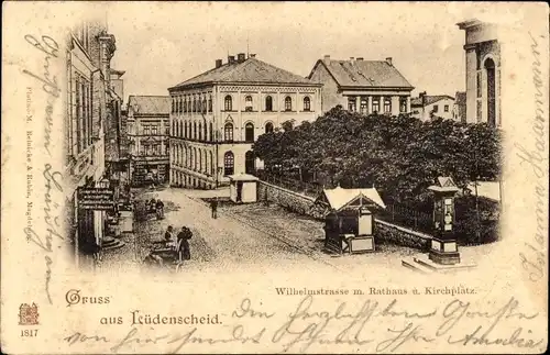 Ak Lüdenscheid im Märkischen Kreis, Wilhelmstraße, Rathaus, Kirche