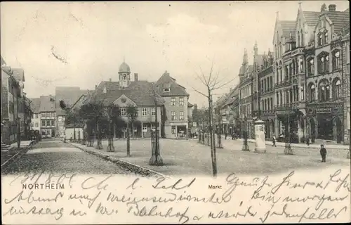 Ak Northeim in Niedersachsen, Markt, Geschäfte, Litfaßsäule