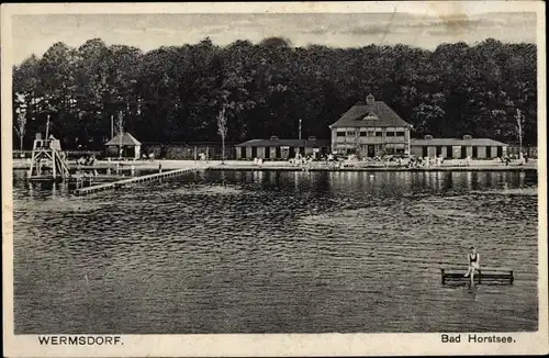 Ak Wermsdorf in Sachsen, Bad Horstsee, Steg, Rutsche