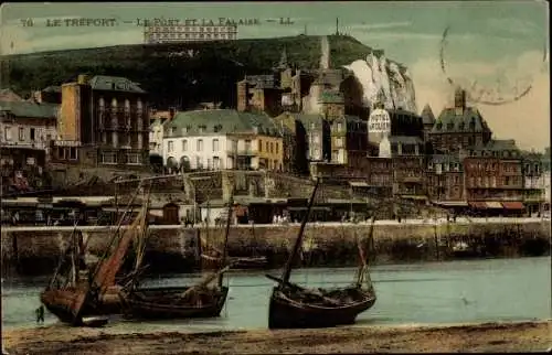 Ak Le Tréport Seine Maritime, Hafen, Falaise
