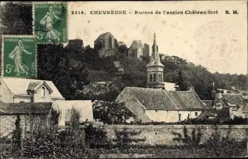 Ak Chevreuse Yvelines, Ruinen des alten Schlosses