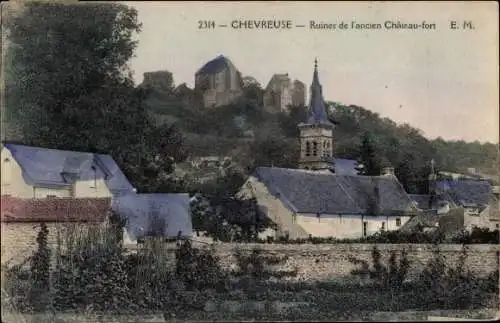 Ak Chevreuse Yvelines, Ruinen der alten Burg