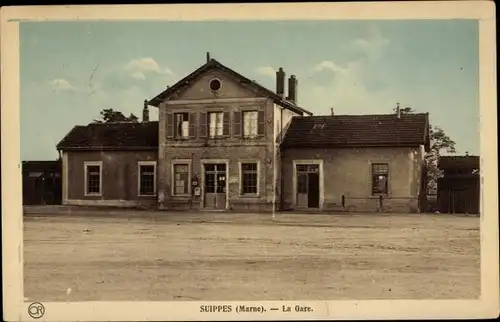 Ak La Marne de Suippe, La Gare