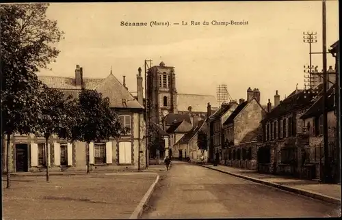 Ak Sézanne Marne, Rue du Champ-Benoist