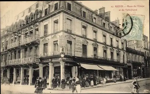 Ak Reims-Marne, Rues de l’Etape und Rue de Talleyrand