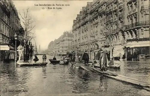 Ak Paris XII., Überschwemmung 1910, Rue de Lyon