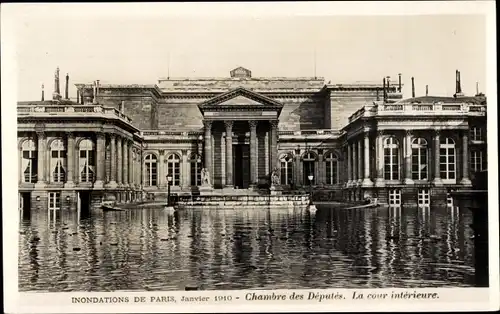 Ak Paris VII, Überschwemmungen 1910, Abgeordnetenkammer, Innenhof