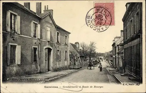 Ak Cher von Sancoin, Gendarmerie und Route de Bourges