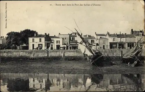 Ak Les Sables d’Olonne Vendée, Niedrigwasser im Hafen