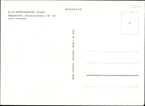 Ak Haarlemmermeer Nordholland Niederlande, Schiphol, Aeroplanorama, Flugzeugtriebwerk