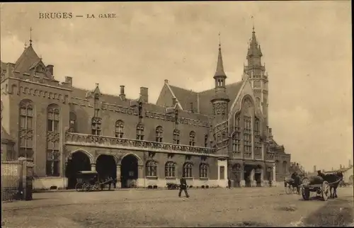 Ak Brügge Brügge Flandern Westflandern, La Gare