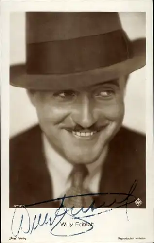 Ak Schauspieler Willy Fritsch, Portrait, Hut, Autogramm