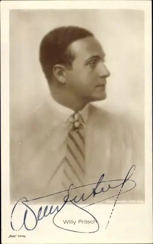 Ak Schauspieler Willy Fritsch, Portrait im Profil, Autogramm