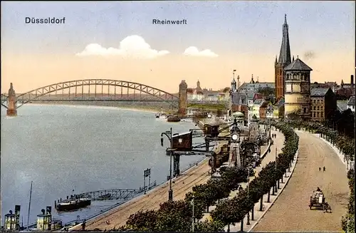 Ak Düsseldorf am Rhein, Rheinwerft, Krananlage