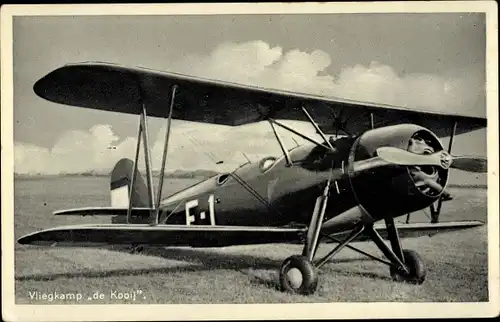 Ak Den Helder Nordholland Niederlande, De Kooy Vliegkamp, Niederländisches Militärflugzeug
