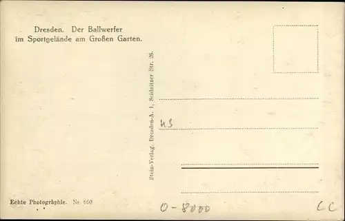 Ak Dresden Altstadt, Ballwerfer, Sportgelände, Großer Garten