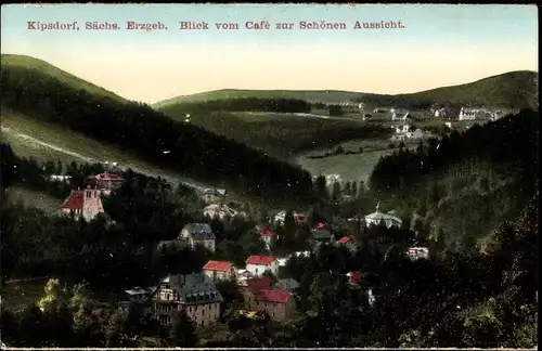 Ak Kipsdorf Altenberg im Erzgebirge, Blick vom Café zur Schönen Aussicht