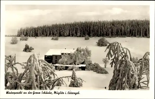 Ak Müglitz Altenberg im Osterzgebirge, Winterpracht an der Grenzschänke