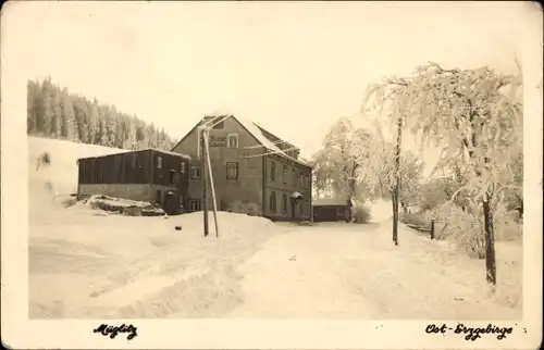 Foto Ak Müglitz in Altenberg im Osterzgebirge, Grenzschenke im Winter