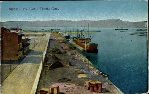 Ak Port Tewfik Suez Port Ägypten, Hafen