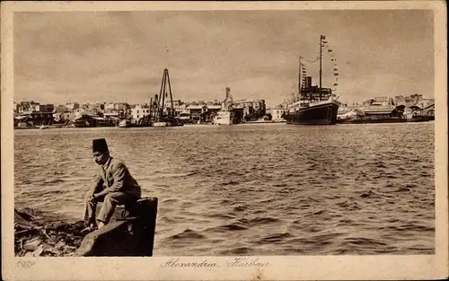 Ak Alexandria Ägypten, Hafen, Schiffe