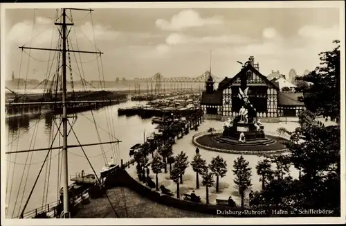 Ak Ruhrort Duisburg im Ruhrgebiet, Hafen und Schifferbörse