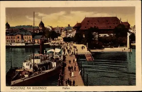Ak Konstanz am Bodensee, Hafen, Dampfer