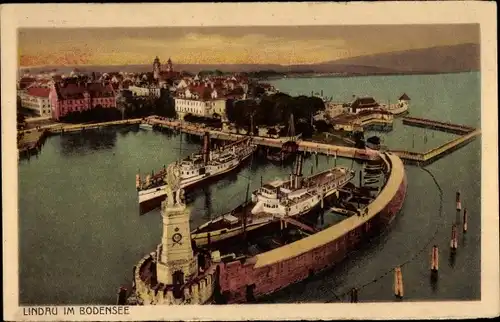 Ak Lindau am Bodensee Schwaben, Hafen, Dampfer