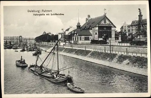 Ak Ruhrort Duisburg im Ruhrgebiet, Hafen, Schifferbörse