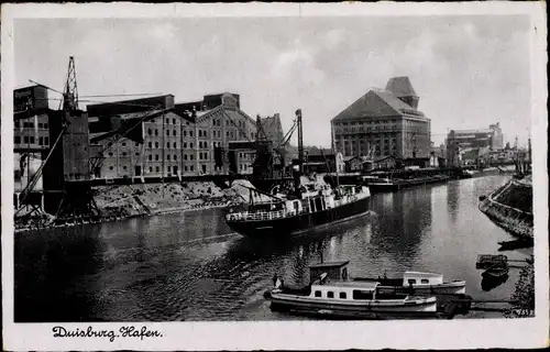 Ak Duisburg im Ruhrgebiet, Hafen, Frachtschiffe