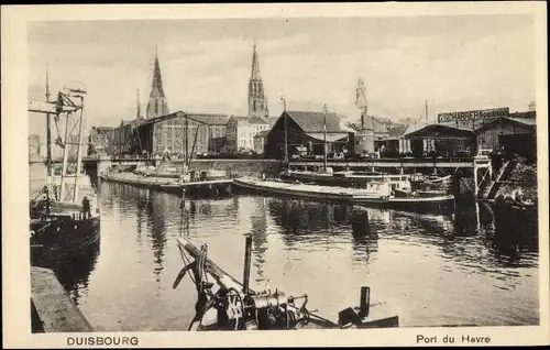 Ak Duisburg im Ruhrgebiet, Hafen, Frachtschiffe