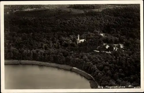 Ak Berlin Zehlendorf Wannsee, Nikolskoe, Havel-Wochenendkirche Peter und Paul, Luftaufnahme