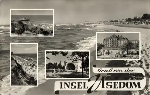 Ak Insel Usedom, Strand, Gebäude, Musikpavillon