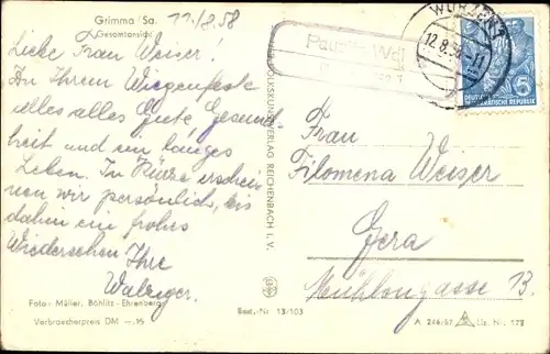 Ak Grimma in Sachsen, Gesamtansicht, Kirche