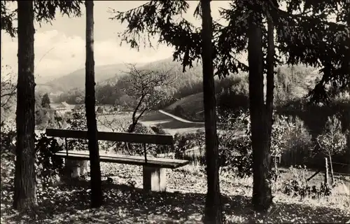 Ak Eisenberg in Thüringen, Mühltal, Waldhaus zur Amtsschreibermühle, Bank