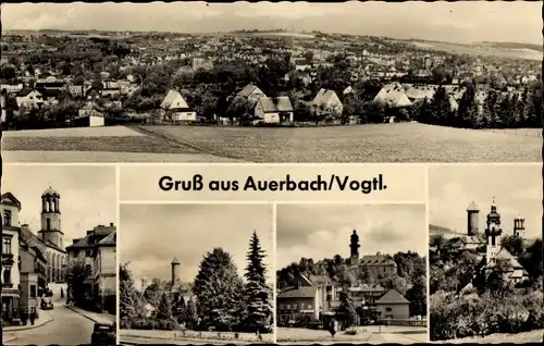 Ak Auerbach im Vogtland, Gesamtansicht, Teilansichten