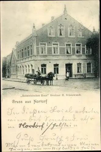 Ak Nortorf in Holstein, Gasthaus Holsteinisches Haus, Kutsche